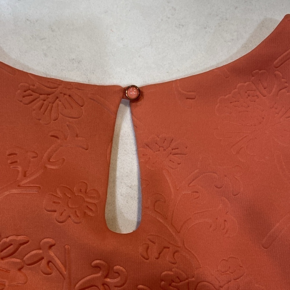 Altar'd State A line dress Large chiffon sleeves embossed print peach - Picture 9 of 12